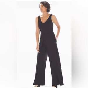 ADRIANNA PAPELL SLEEVELESS WIDE LEG BLACK JUMPSUIT EXCELLENT COND SIZE 14